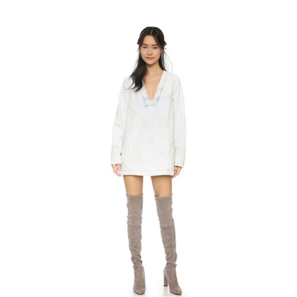 FREE PEOPLE "Dreaming of Denim" Tunic Dress/Top Cloud Wash Small (Oversized) NWT